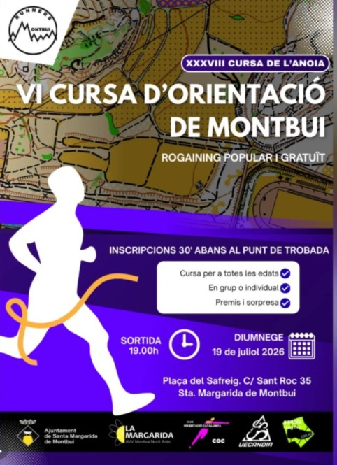 XXXVIII CURSA DE L’ANOIA – VI CURSA D’ORIENTACIÓ DE MONTBUI -ROGAINING POPULAR GRATUÏT